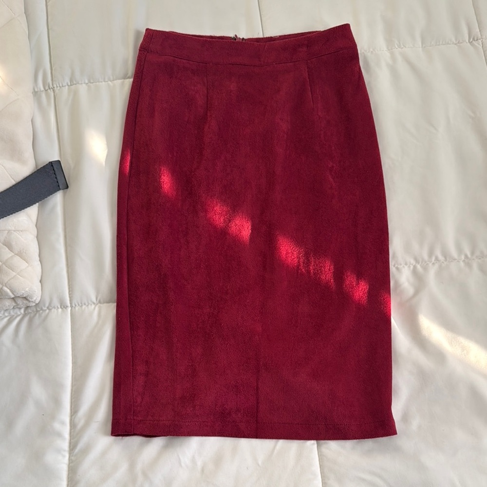 Lulu's Red Pencil Midi Skirt for Work